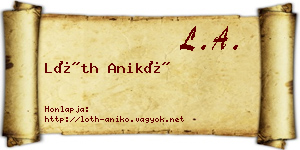 Lóth Anikó névjegykártya
