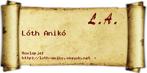 Lóth Anikó névjegykártya